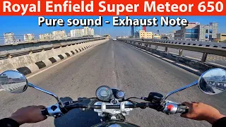 RE Super Meteor 650 Pure Riding Exhaust Sound - ASMR in Bangalore Traffic