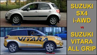 SLIP TEST - Suzuki SX4 i-AWD (Sedici) vs Suzuki Vitara Full Hybrid All Grip -@4x4.tests.on.rollers