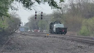 Norfolk Southern local meets stopped intermodal! Chesterton Indiana on 4-16-24