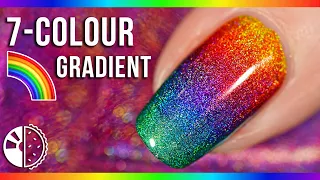 Rainbow Gradient Nail Art Using Linear Holo Polish🌈