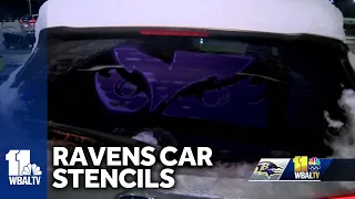 Fans get cars stenciled with Ravens logo for playoffs