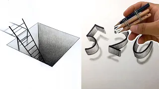 3D Drawing Tricks. How to DRAW 3D ILLUSION on PAPER. SATISFYING ART TECHNIQUES