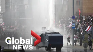 Belarus protests: Police use water cannon as demonstrations near 2-month mark