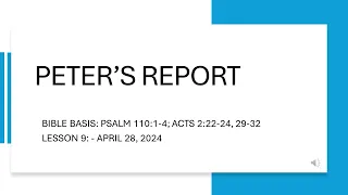 PETER’S REPORT