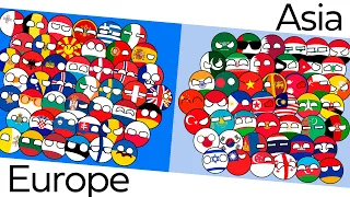 Countryballs Marble Race Europe vs Asia | Marble Race Duels