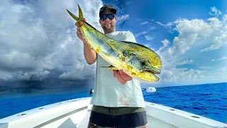 Running from BIG Storms Offshore Fishing | Mahi Catch Clean Cook