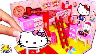 DIY Hello Kitty miniature Doll house with Re-ment for Kids