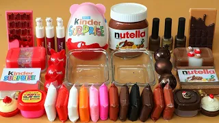 Mixing”Kinder VS Nutella” Makeup,parts,glitter Into Slime!Satisfying Slime Video!★ASMR★