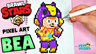 BEA пчелка из ИГРЫ BRAWL STARS РИСУНКИ ПО КЛЕТОЧКАМ - PIXEL ART