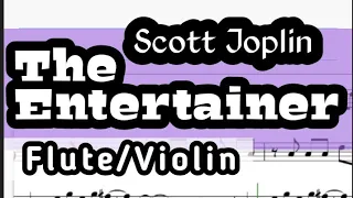 The Entertainer Flute or Violin Sheet Music Backing Track Play Along Partitura