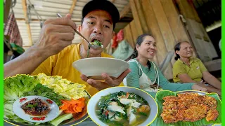 Family-style seafood - Visit a family living near the sea, vegetables and fruits around the house.