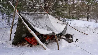 Solo Winter Camping in the Snow