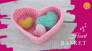 Crochet Heart Basket Tutorial | Crochet Valentine's Day Gift Idea