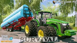 Survival in No Man's Land #54🔸Mowing. Making & Hauling 74 Grass Silage Bales. Refilling a BGA🔸FS 22