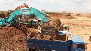 Incredible Kobelco SK200 Excavator Heavy Loading Soils on Dump Truck