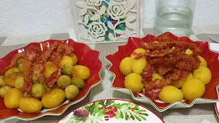 Быстрый обед!Бекон с картошкой и брюсельской капустой!