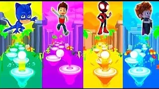 Pj Masks vs Paw Patrol Man vs Marvel Spidey vs Hotel Transylvani And Tiles Hop Edm Rush Game