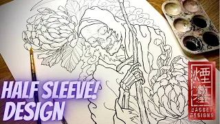 How to draw a Grim Reaper tattoo design (sleeve tattoo tutorial) - part 1