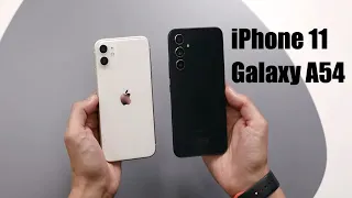 iPhone 11 vs Galaxy A54. #EnterBattle