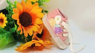 Converse a crochet tejidos para bebe 9.5 cm