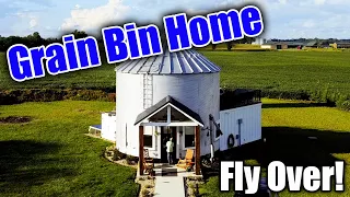 Grain Bin Home Build... Drone Fly Over 1