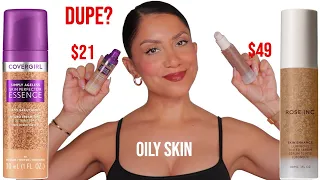 DUPE? ROSE INC SKIN ENHANCE SERUM VS COVERGIRL ESSENCE FOUNDATION + WEAR TEST *oily skin*| Magdaline