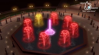 Animation of a dynamic fountain with 3D-nozzles