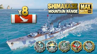Destroyer Shimakaze: 8 ships destroyed on map "Mountain Range" - World of Warships