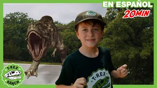 Parque de T-Rex | Caza de juguetes sorpresa con dinosaurio gigante y pelea de agua