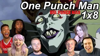 One Punch Man 1x8 Reactions | Great Anime Reactors!!! | 【ワンパンマン】【海外の反応】
