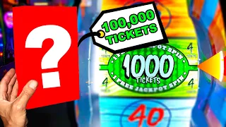 CASHING IN 100,000 TICKETS AT THE ARCADE FOR A MYSTERY PRIZE!