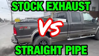 Ford F-350 Powerstroke Diesel Exhaust Sound: STOCK EXHAUST Vs STRAIGHT PIPE!