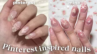 how to do *aesthetic* PINTEREST NAILS at home ౨ৎ blush coquette aesthetic ౨ৎ