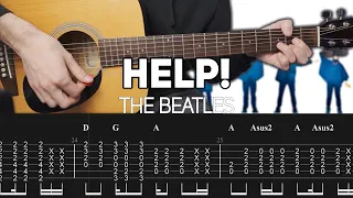 The Beatles - Help! (Guitar lesson with TAB)