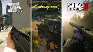 Cyberpunk 2077 Vs Red Dead Redemption 2 Vs GTA 5 First Person Mode Comparison