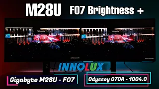 Gigabyte M28U Vs Samsung Odyssey G70A, G50A and G7 Monitors M28U F07 Firmware Brightness Increase