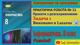 Практична робота № 11. Проєкти з розгалуженнями. Задача 1 (Lazarus) | 8 клас | Ривкінд