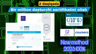 Bir million dasturchi sertifikat olish / uzbekcoders / foizsiz kredit / noutbuk / udacity / coursera