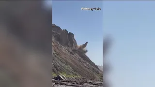 Cliff collapses above San Diego County beach