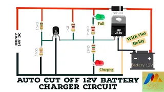 Auto Cut Off 12v Battery Charger circuit  with full charge indicator|Auto cutoff 12v Battery Charger
