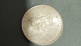 25 Pesos 🇲🇽 México 🇲🇽 1968 Olimpíadas 1968 jugador maya de pelota