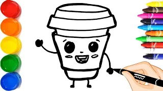 How to draw cute coffee cup? Как нарисовать кофейную чашку? Qanday qilib kofe chashka chizish?