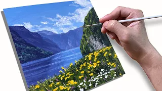 How to Paint Lake Flowers / Acrylic Painting / Correa Art