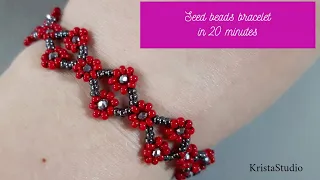 DIY Best Red Summer Seed Bead Bracelet/ Easy to make beaded jewelry. Beading tutorial