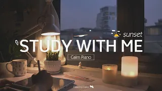 2-HOUR STUDY WITH ME | Calm Piano🎹 | Pomodoro 50/10 | My room at Sunset🌆