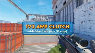 1v3 AWP clutch using s1mple's fake flash // CS2