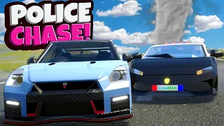 Police Chase During a MASSIVE LEGO TORNADO in Brick Rigs Multiplayer!