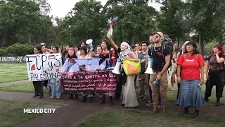 Students at Mexico's National University rally in support of Palestinians, US campuses