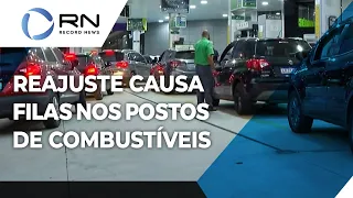 Reajuste causa filas nos postos de combustíveis