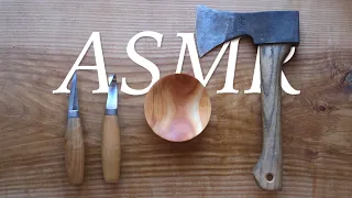 Carving a Small Wooden Bowl - ASMR Wood Carving